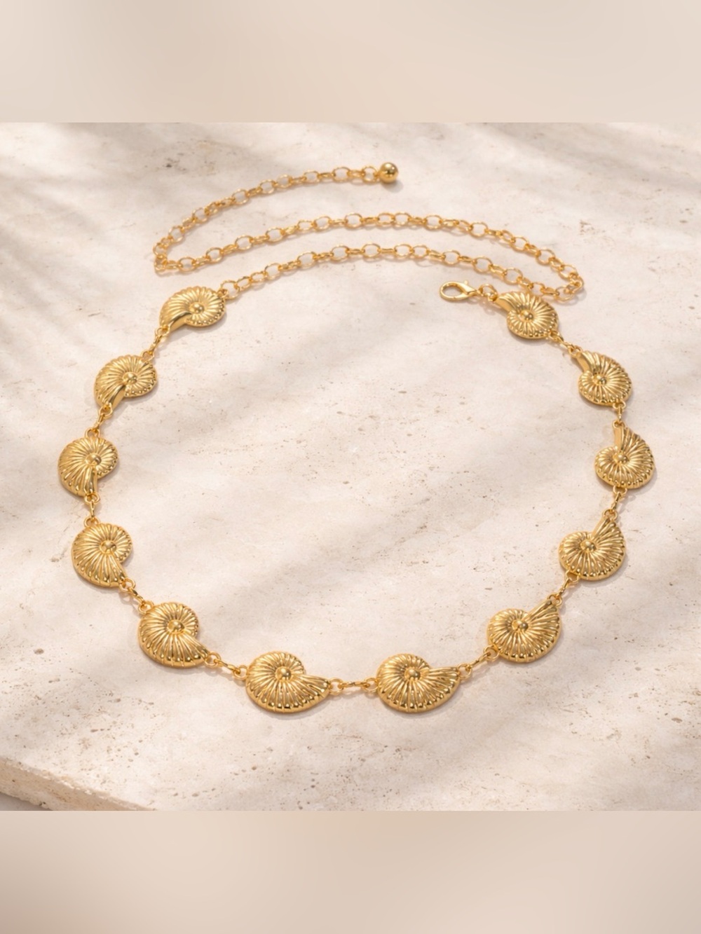 Bohemian Gold Metal Shell Waist Chain - 44” - BRAND NEW!